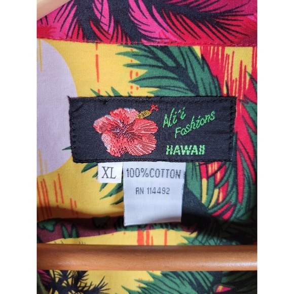 Hawaiian X-LARGE Shirt Aloha Hibiscus Sunset Colorful Bright Ni'i Fashions - Picture 6 of 8